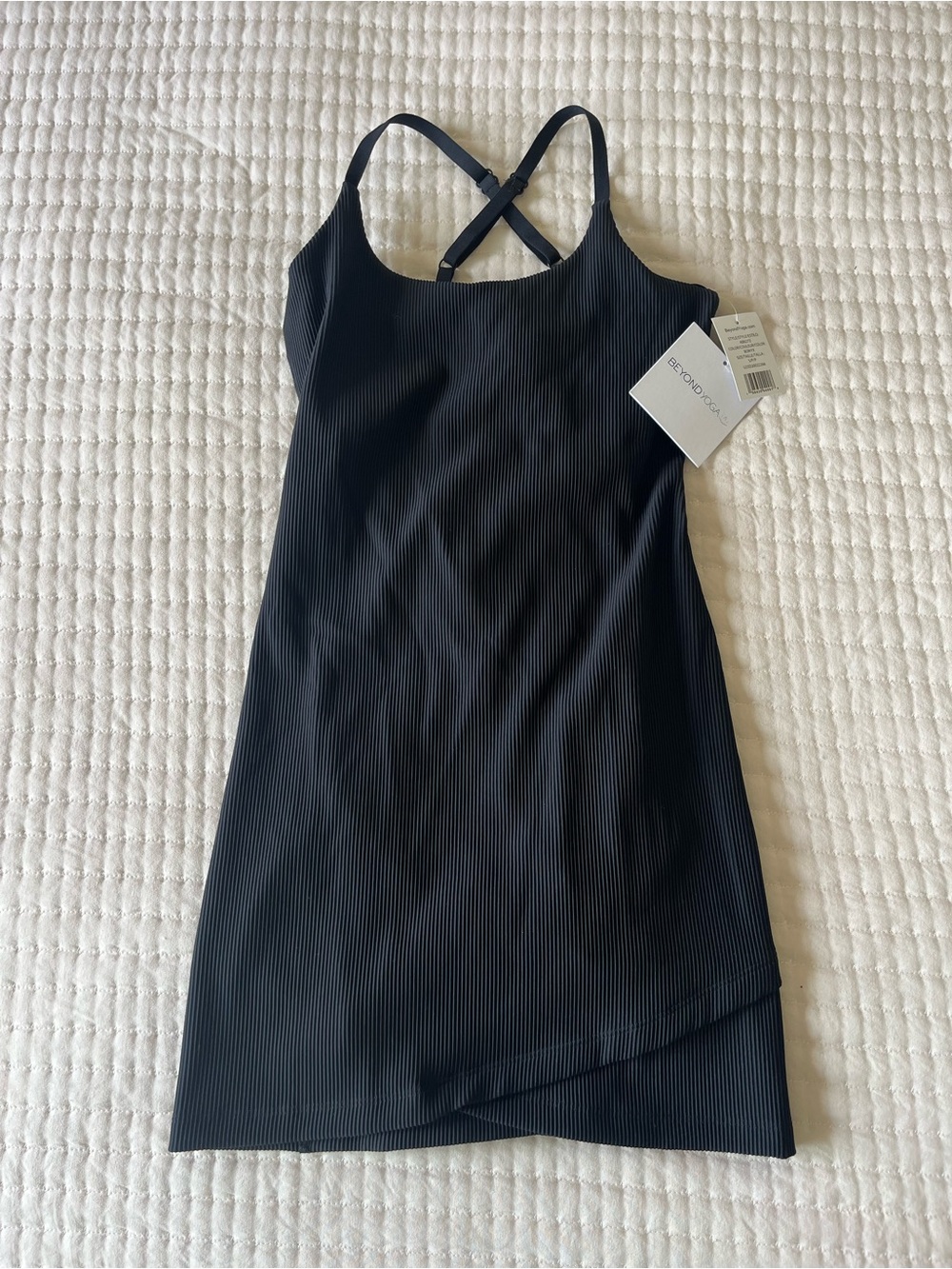 Beyond Yoga NWT Black Ribbed Strappy Tank Dress Small